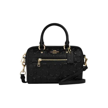 COACH Rowan Iconic Smooth Calfskin Boston Bag, Handbag, Shoulder Bag, Crossbody Bag Mini Women's Black