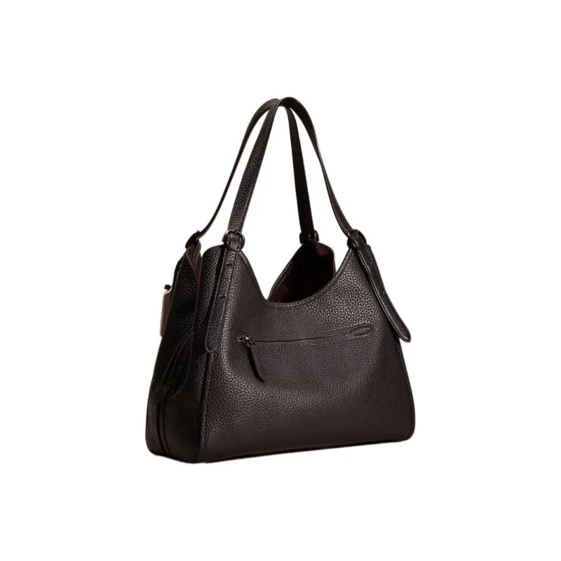 COACH Lori Pebbled Leather Handbag Shoulder Bag Large Size Women's Black-1