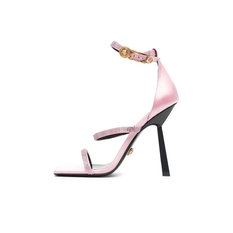 VERSACE Crystal Safety Pin 95mm Sandals-0
