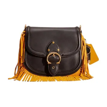 COACH Beat Glove Tanning Saddle Bag Shoulder Bag Crossbody Bag Medium Size Women's Black