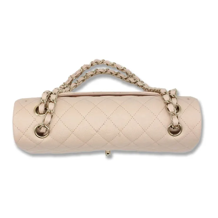 CHANEL Classic Flap CF Grain Calfskin Flap Bag, Shoulder Bag, Crossbody Bag Medium Size Women's Beige-6