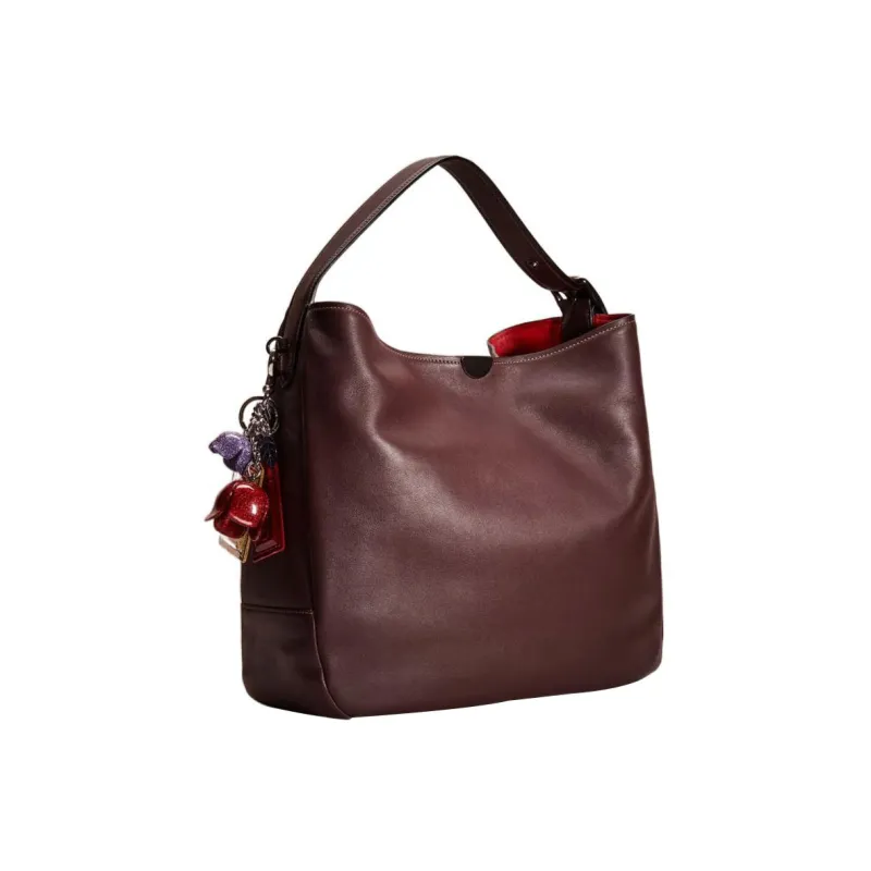 COACH Bedford Glove Tanned Leather Tote Bag, Shopping Bag, Handbag, Shoulder Bag Women's Ox Blood Red & Ecru-1