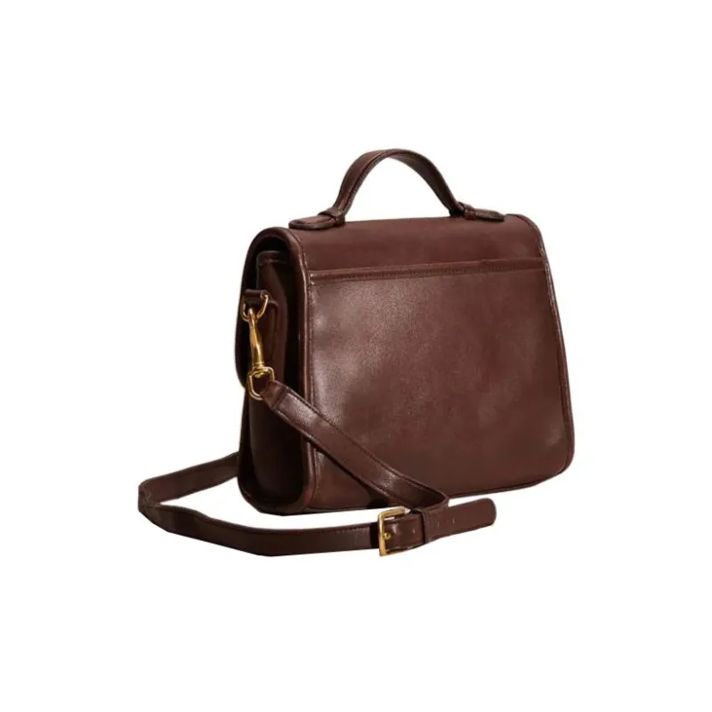 COACH Court Leather Briefcase, Shoulder Bag, Crossbody Bag Medium Size Women's Brown-1