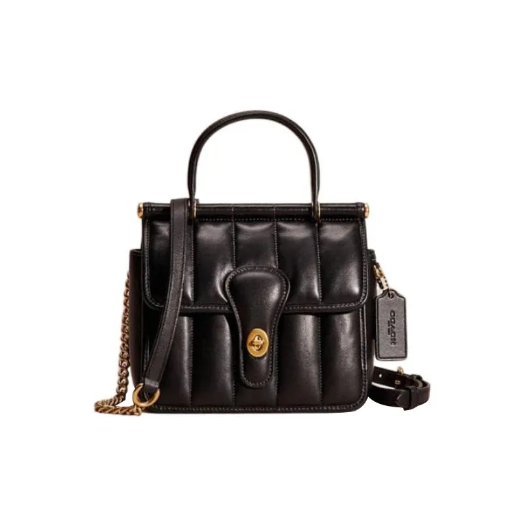 COACH Willis Nappa Leather Shoulder Bag, Crossbody Bag, Handbag Small Size Women's Black-0