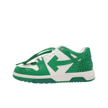 OFF WHITE Out Of Office Crocodile Print Low Top Sneakers 'Green White'