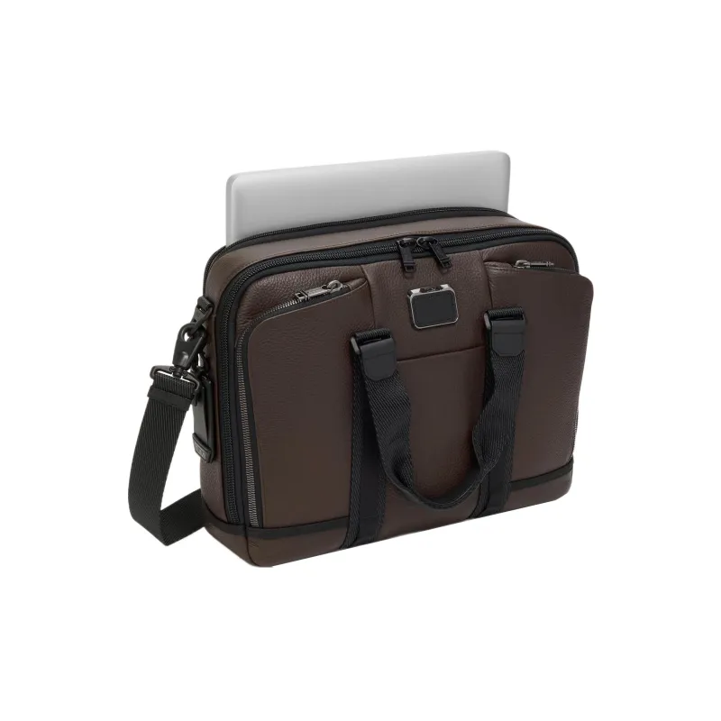 TUMI Alpha Bravo Leather Laptop Bags Briefcases Men's Brown-1