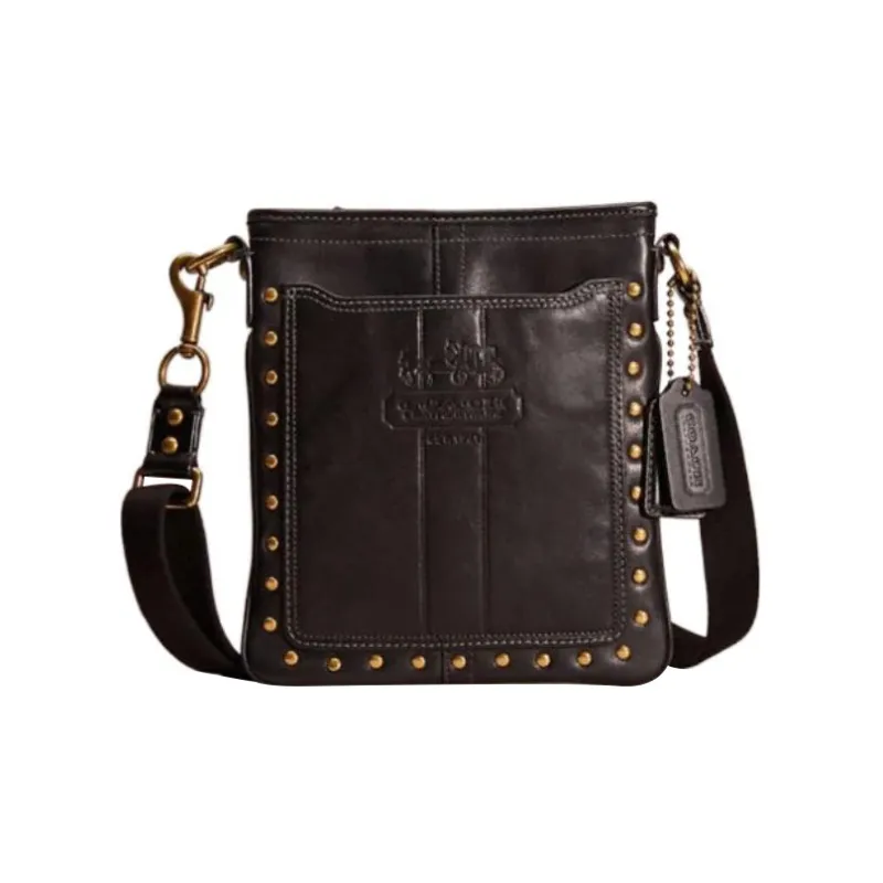 COACH Bleecker Leather Crossbody Bag Shoulder Bag Women's Black-0