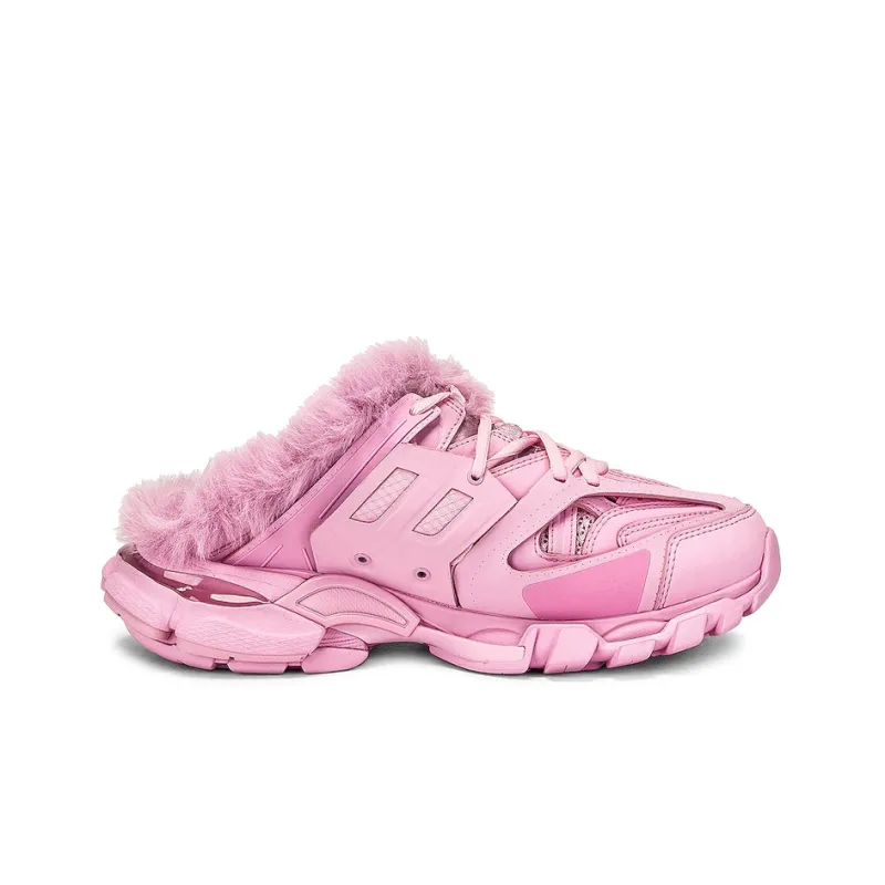 Balenciaga Track Mule Pink Faux Fur Women's-1