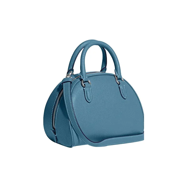 COACH Sydney Cross-Stitch Leather Shoulder Bag Crossbody Bag Handbag Small Size Women's Pacific Blue-1
