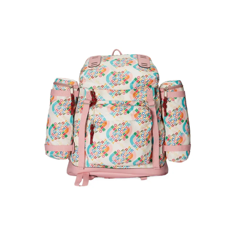 GUCCI The North Face Collaboration Leather Backpack Men's White/Pink-0