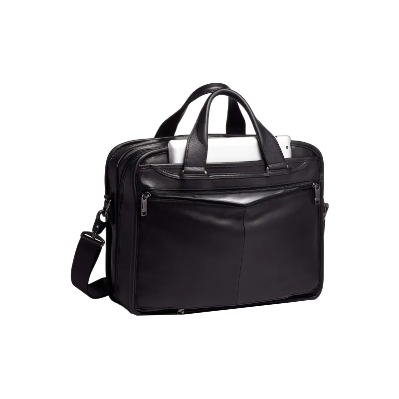 TUMI Alpha 3 Leather Laptop Bags Briefcases Men's Black-4