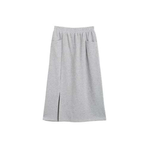 EOEI Casual Long Skirts Women's Gray