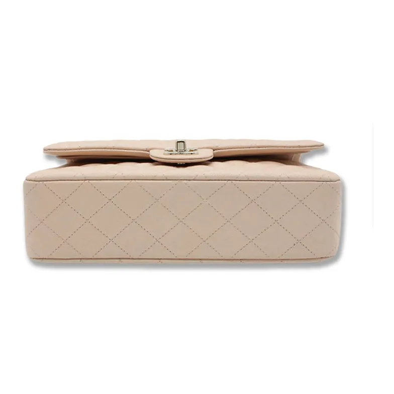 CHANEL Classic Flap CF Grain Calfskin Flap Bag, Shoulder Bag, Crossbody Bag Medium Size Women's Beige-5