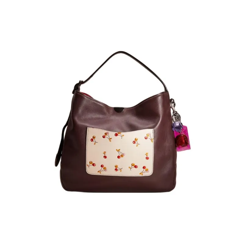 COACH Bedford Glove Tanned Leather Tote Bag, Shopping Bag, Handbag, Shoulder Bag Women's Ox Blood Red & Ecru-0
