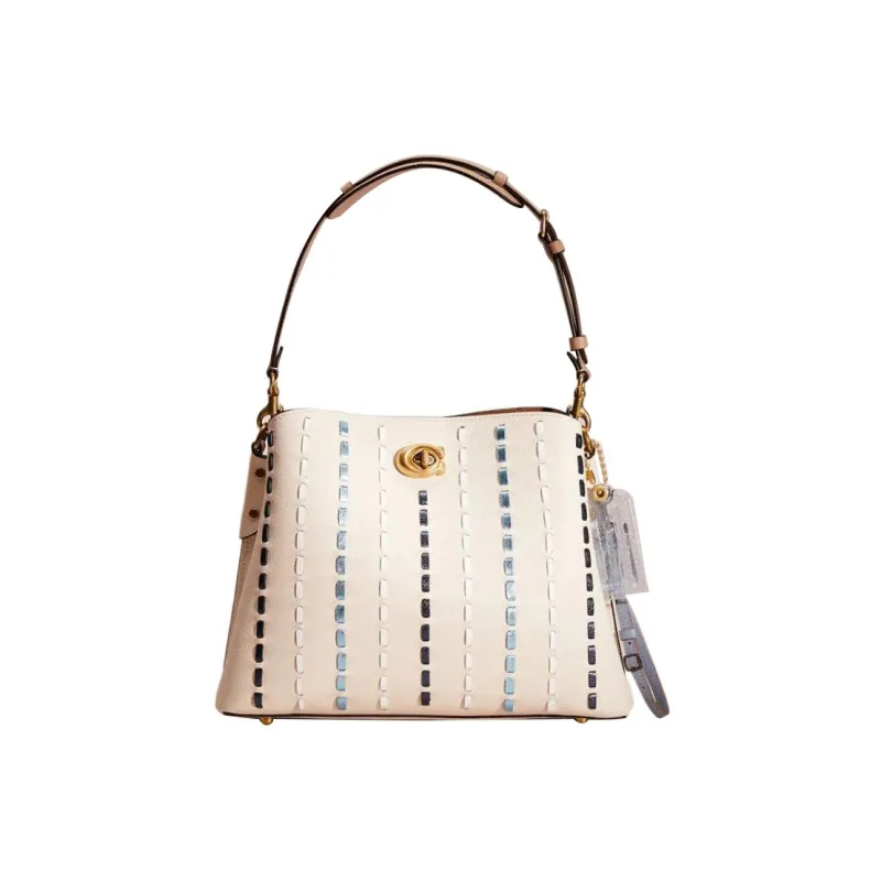 COACH Willow Pebbled Leather Portable Crossbody Bag Shoulder Bag Women's Chalk White/Blue-0