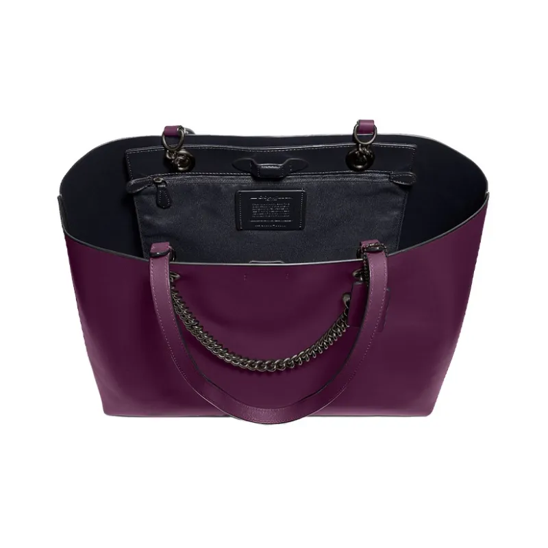 COACH Central Premium Calfskin Tote Bag Shopping Bag Shoulder Bag Handbag Large Size Women's Purple-2