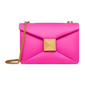 Valentino One Stud Sheepskin Crossbody Bag Shoulder Bag Women's Pink