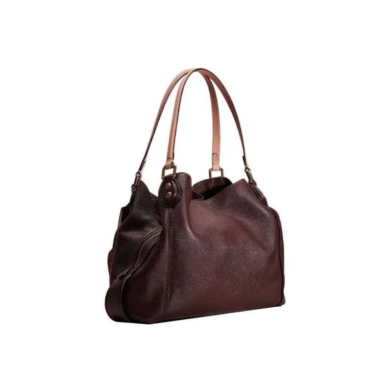 COACH Edie Multicolor Pebbled Leather Handbag Shoulder Bag Women's Ox Blood Red With Pink-1