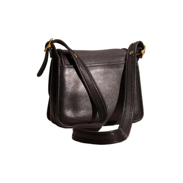 COACH Legacy Solid Color Glove Tanned Leather Shoulder Bag Crossbody Bag Handbag Medium Size Women's Black-1