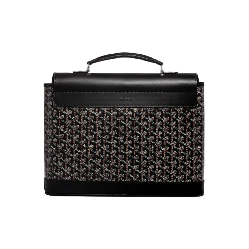GOYARD Citadin Canvas With Leather Messenger Bag Handbag Briefcase Small Size Unisex Black-2