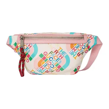 GUCCI The North Face Collaboration Leather Fanny Pack Sling Bags Men's Pink/White