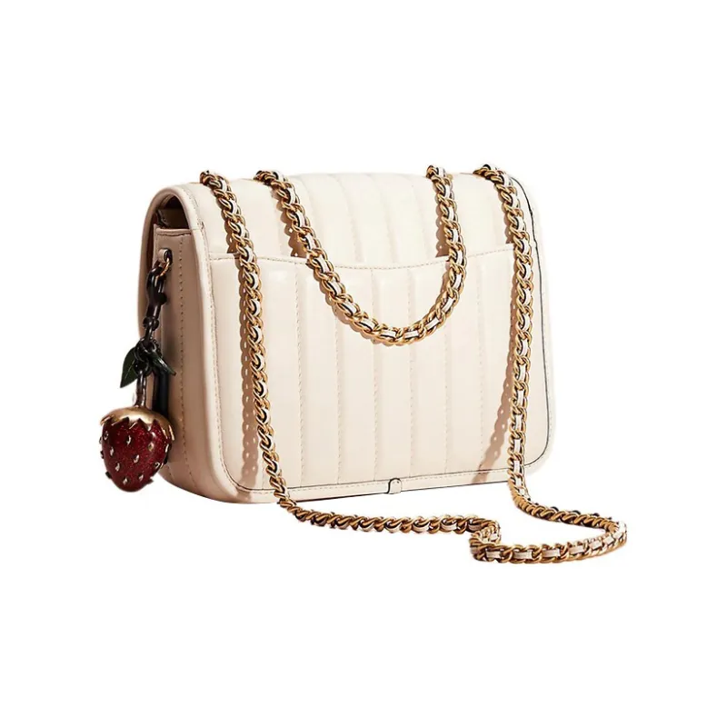 COACH Madison Nappa Leather With Smooth Leather Shoulder Bag, Crossbody Bag Women's Chalk White-1