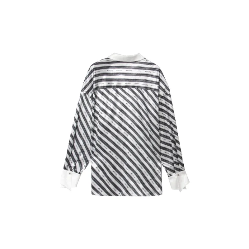 MEETLADY Shirts Women's Black White Stripes-1