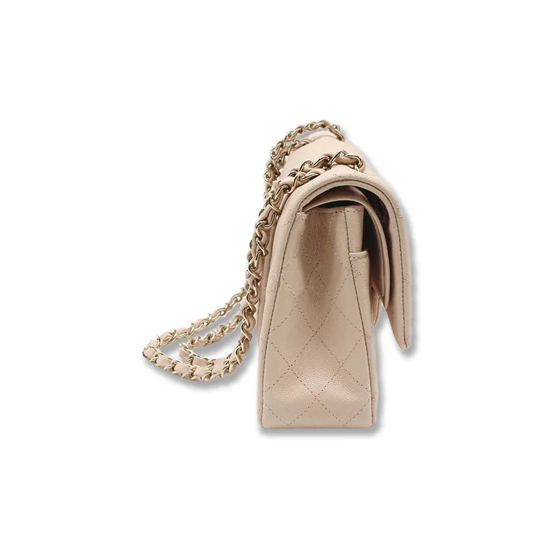 CHANEL Classic Flap CF Grain Calfskin Flap Bag, Shoulder Bag, Crossbody Bag Medium Size Women's Beige-2