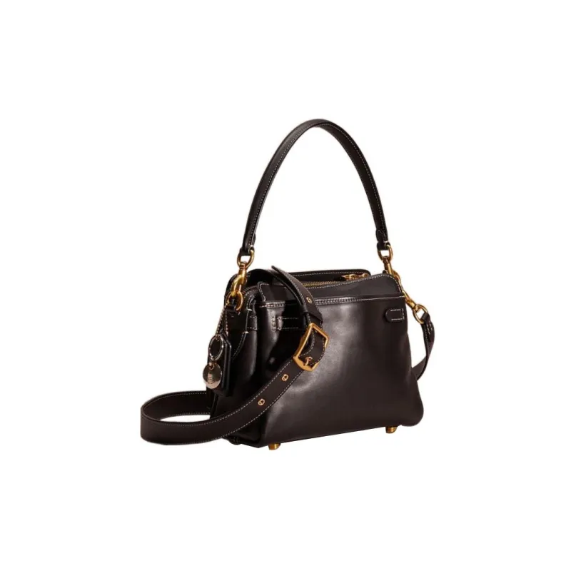 COACH Tate Glove Tanned Leather Shoulder Bag Crossbody Bag Handbag Medium Size Women's Black-1