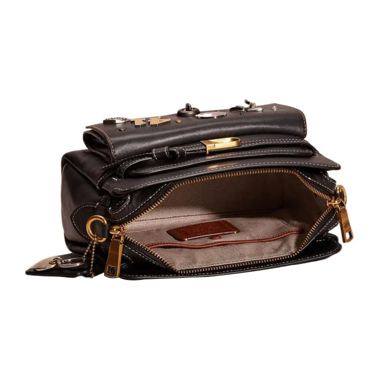 COACH Tate Glove Tanned Leather Shoulder Bag Crossbody Bag Handbag Medium Size Women's Black-2