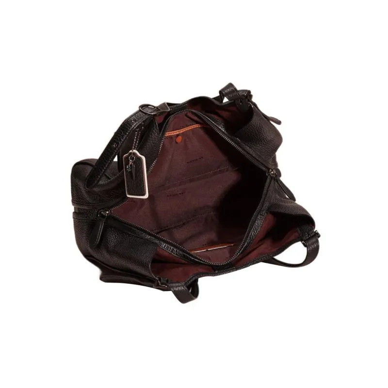 COACH Lori Pebbled Leather Handbag Shoulder Bag Large Size Women's Black-2