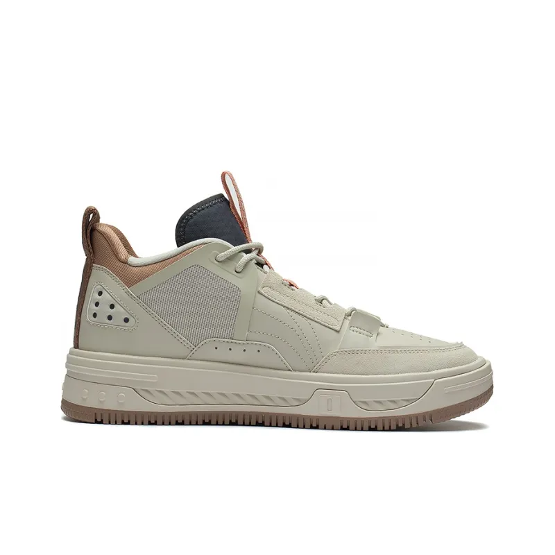 LiNing Slip-Resistant Cushioning Height Increasing High-Top Skateboard Shoes Men's Gray-1