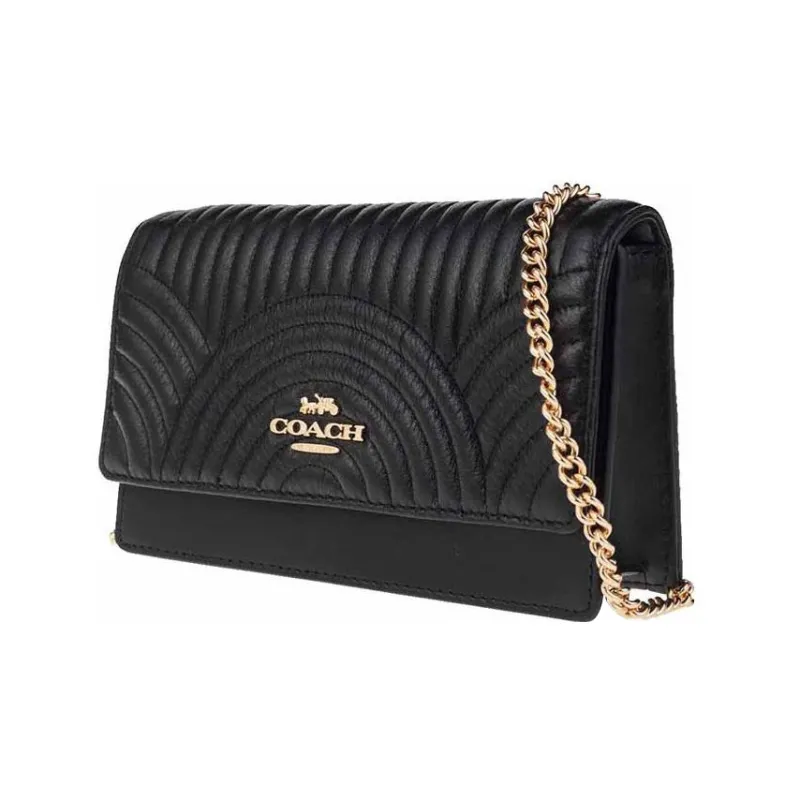 COACH KlareFlap Quilted Leather Shoulder Bag, Crossbody Bag, Fanny Pack Trumpets Women's Black-3