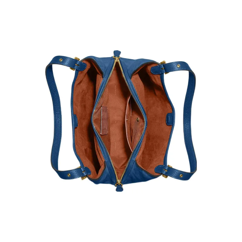 COACH Lori Soft Grained Leather And Suede Shoulder Bag Handbag Shoulder Bag Medium Size Women's Navy Blue-3