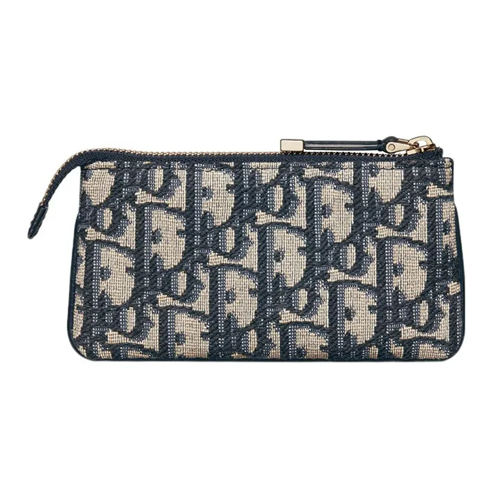 DIOR DiorTravel Twill Jacquard Key Pouch Women's Blue-1