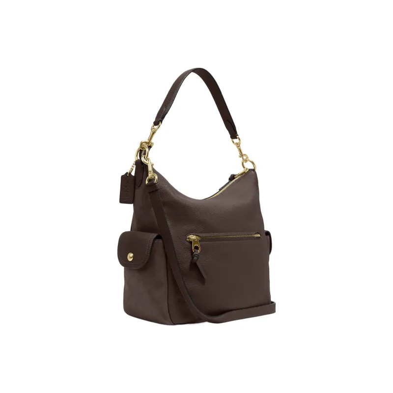 COACH Pennie Refined Grain Leather With Suede Portable Crossbody Bag, Shoulder Bag Tubas Women's Tan-1