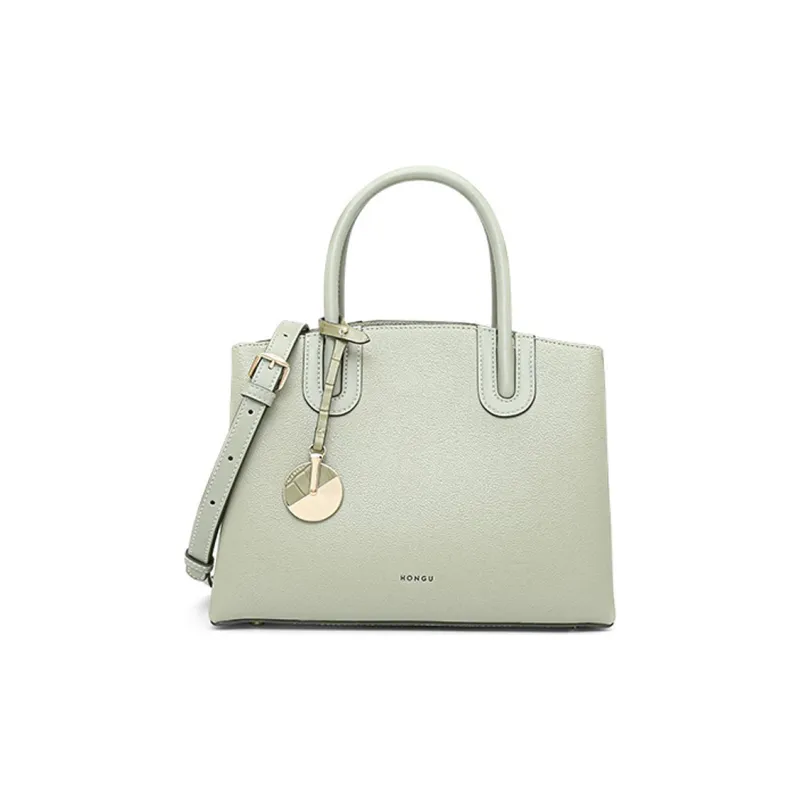 HONGU Cow Leather One Shoulder Handbag Regular Women's Green/Ecru/Khaki-0