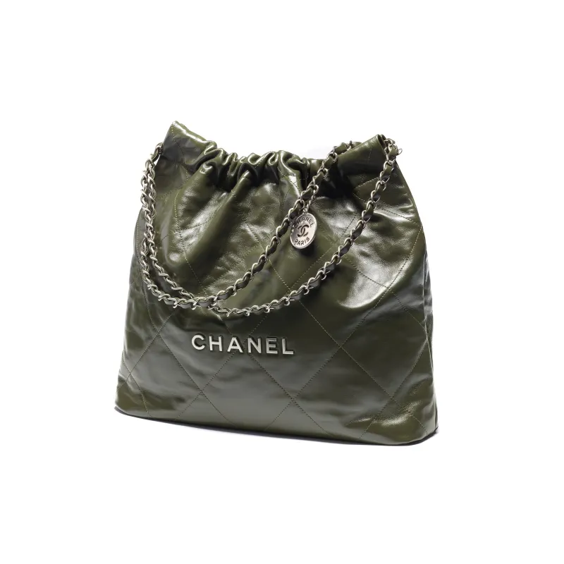 CHANEL 22K Fall And Winter 22Bag Calfskin Tote Bag, Shopping Bag, Handbag, Shoulder Bag Medium Size Women's Army Green-1