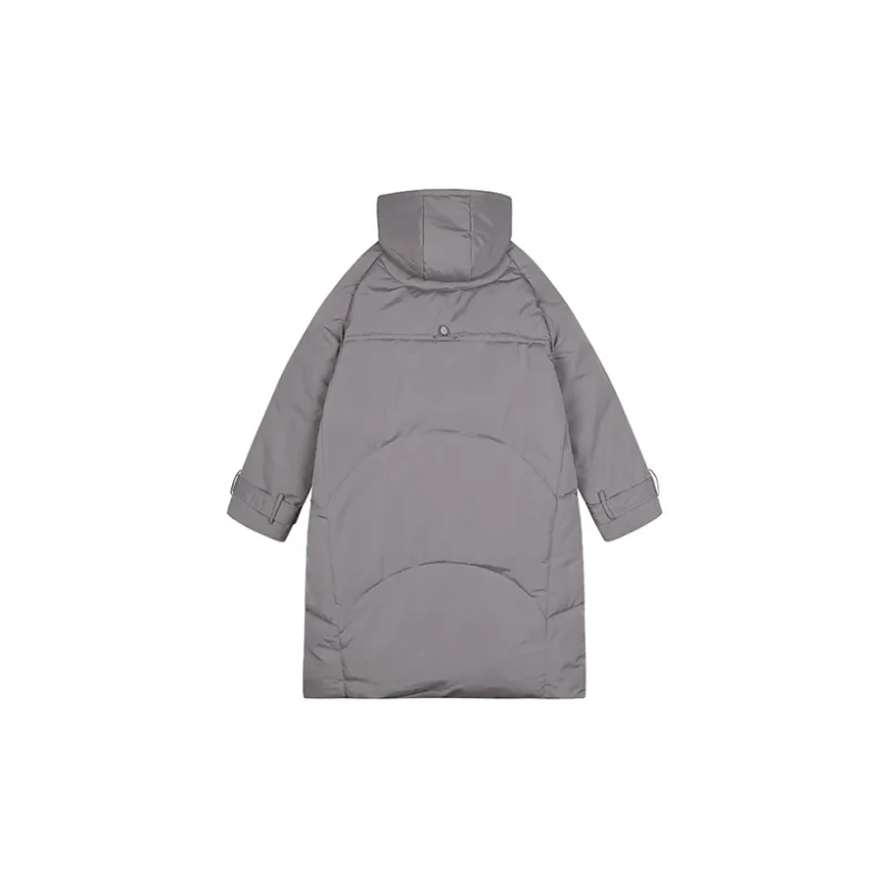 MOPB Solid Color Hooded Loose Fit Thickened Mid Length Puffer Jacket Women's-4
