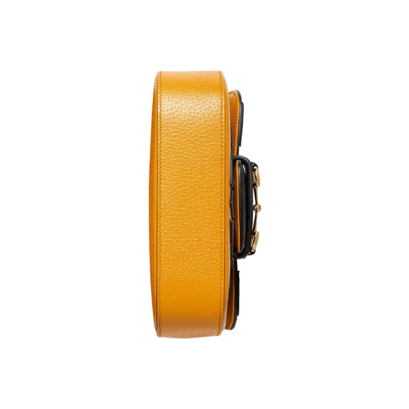 GUCCI Horsebit 1955 Leather Shoulder Bag Crossbody Bag Mini Women's Yellow-6