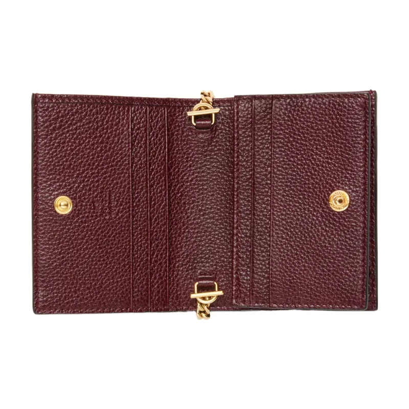 GUCCI Zumi Grained Leather Wallets Card Holders Women's Burgundy-3