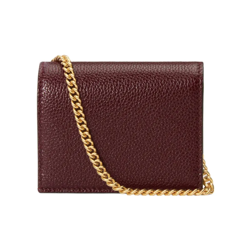 GUCCI Zumi Grained Leather Wallets Card Holders Women's Burgundy-2