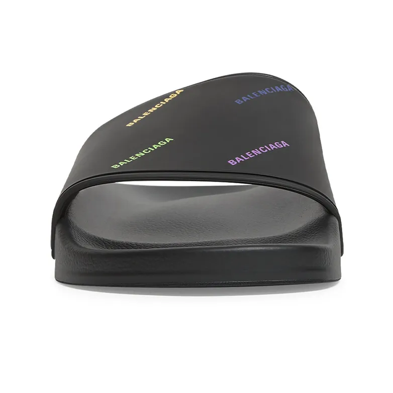 Balenciaga Pool Slide Slip Resistant Slide Slippers Women's Black-4