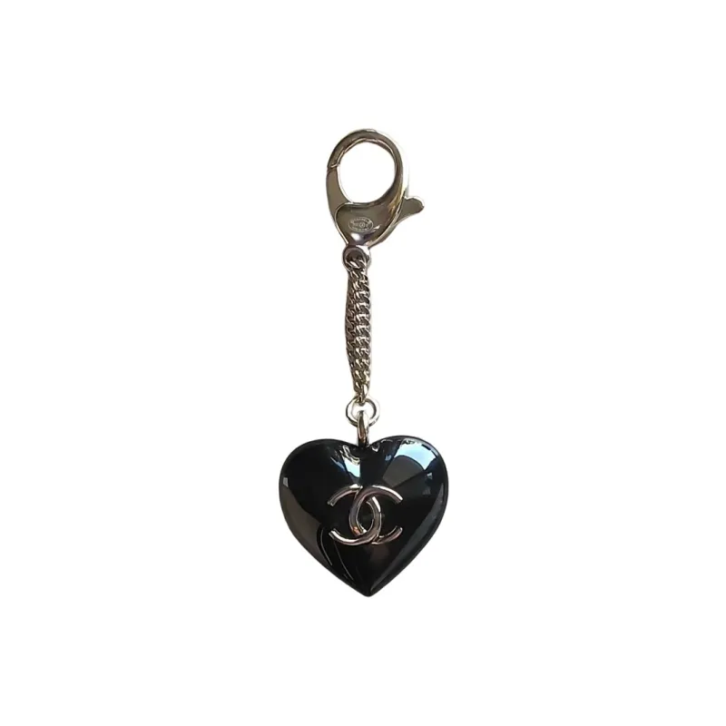 CHANEL Rhinestone Keychain Women's Black-0