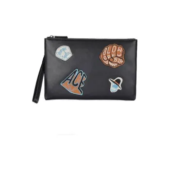 Hush Puppies Napa Head Cowhide Clutch Small Size Men's Black