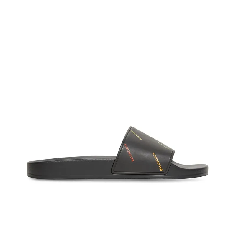 Balenciaga Pool Slide Slip Resistant Slide Slippers Women's Black-1