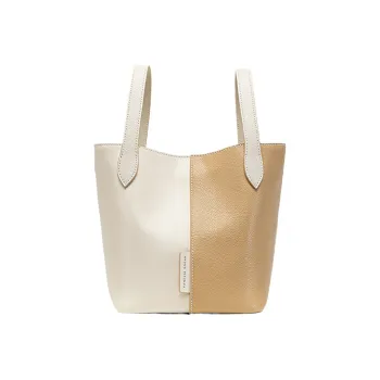VANESSA HOGAN Cow Leather Leather Basket Bag Bucket Bag Shoulder Bag Handbag Medium Size Women's Khaki
