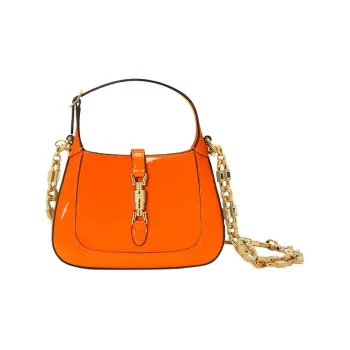 GUCCI Jackie 1961 Patent Leather Crescent Shoulder Bag Shoulder Bag Mini Women's Orange