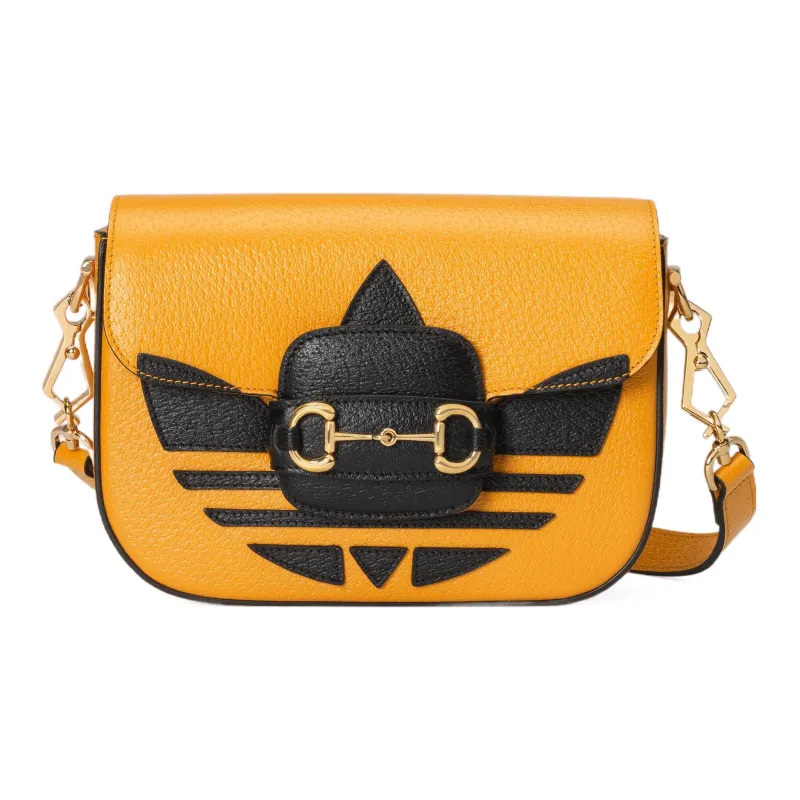 GUCCI Horsebit 1955 Leather Shoulder Bag Crossbody Bag Mini Women's Yellow-1