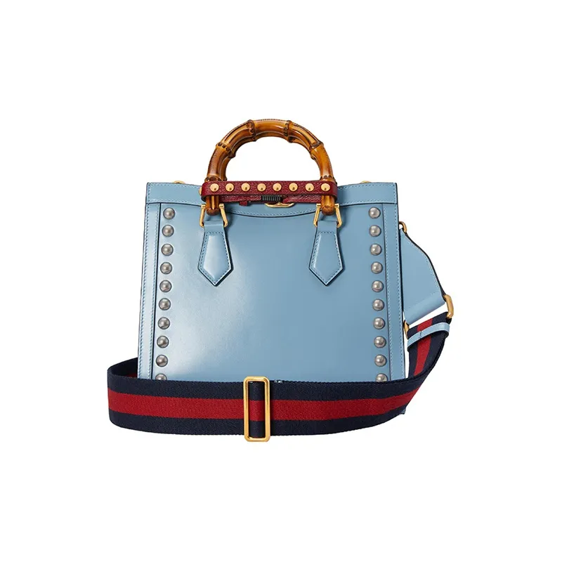 GUCCI Diana Leather Tote Bag Shopping Bag Shoulder Bag Crossbody Bag Handbag Small Size Women's Light Blue-5
